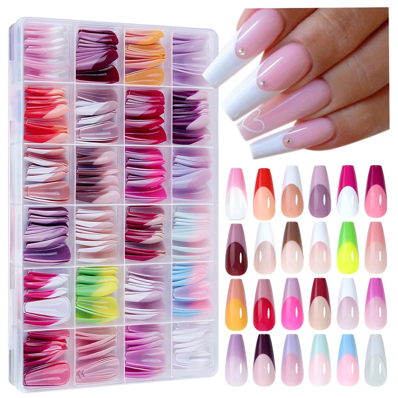 Nail Art Oval - 288 pezzi/scatola Unghie Finte Colorate Design