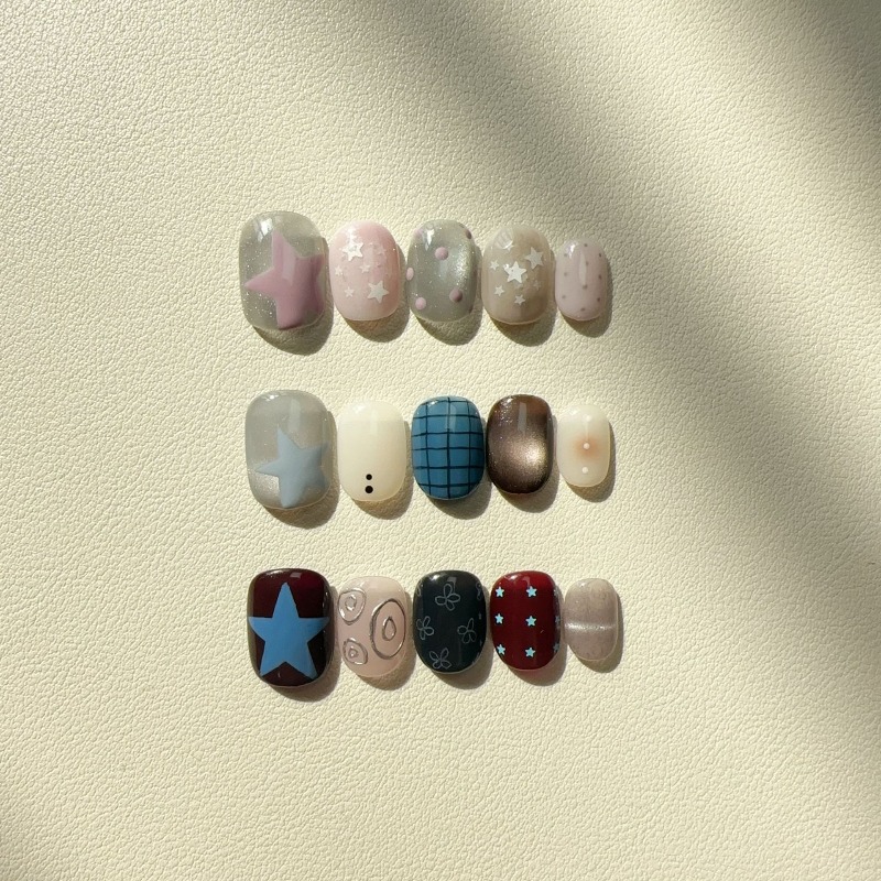 Nail Art Cat Eye Simple - 10 Pezzi Unghie Finte Quadrate Corte