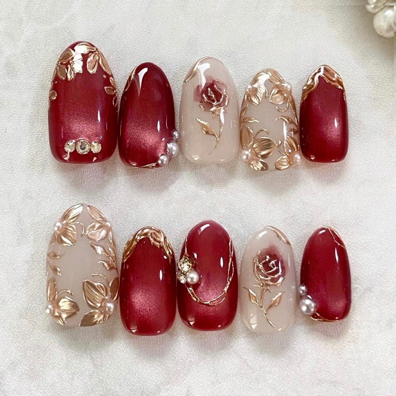 Nail Art Cat Eye Simple - 24 Pezzi Unghie Finte a Mandorla