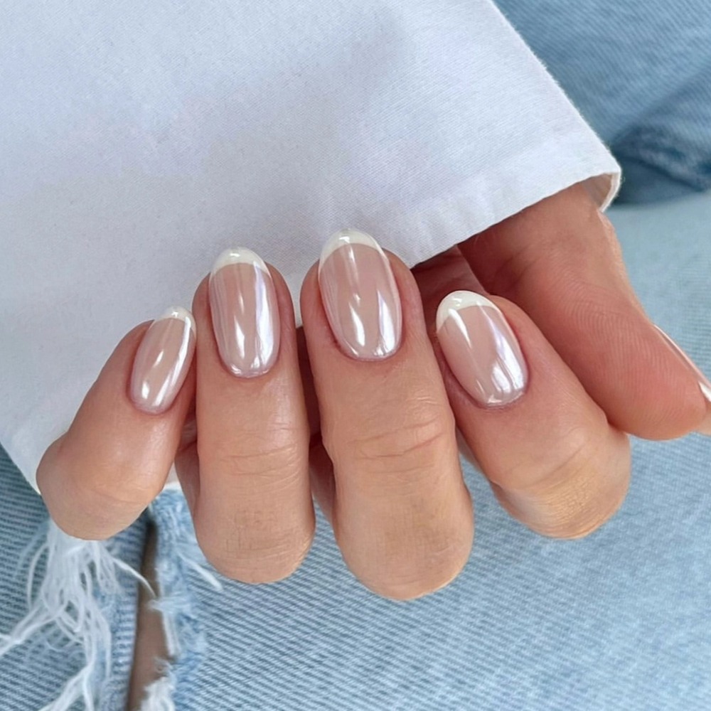 Nail Art Oval - Unghie Finte Bianche con Punta Francese,