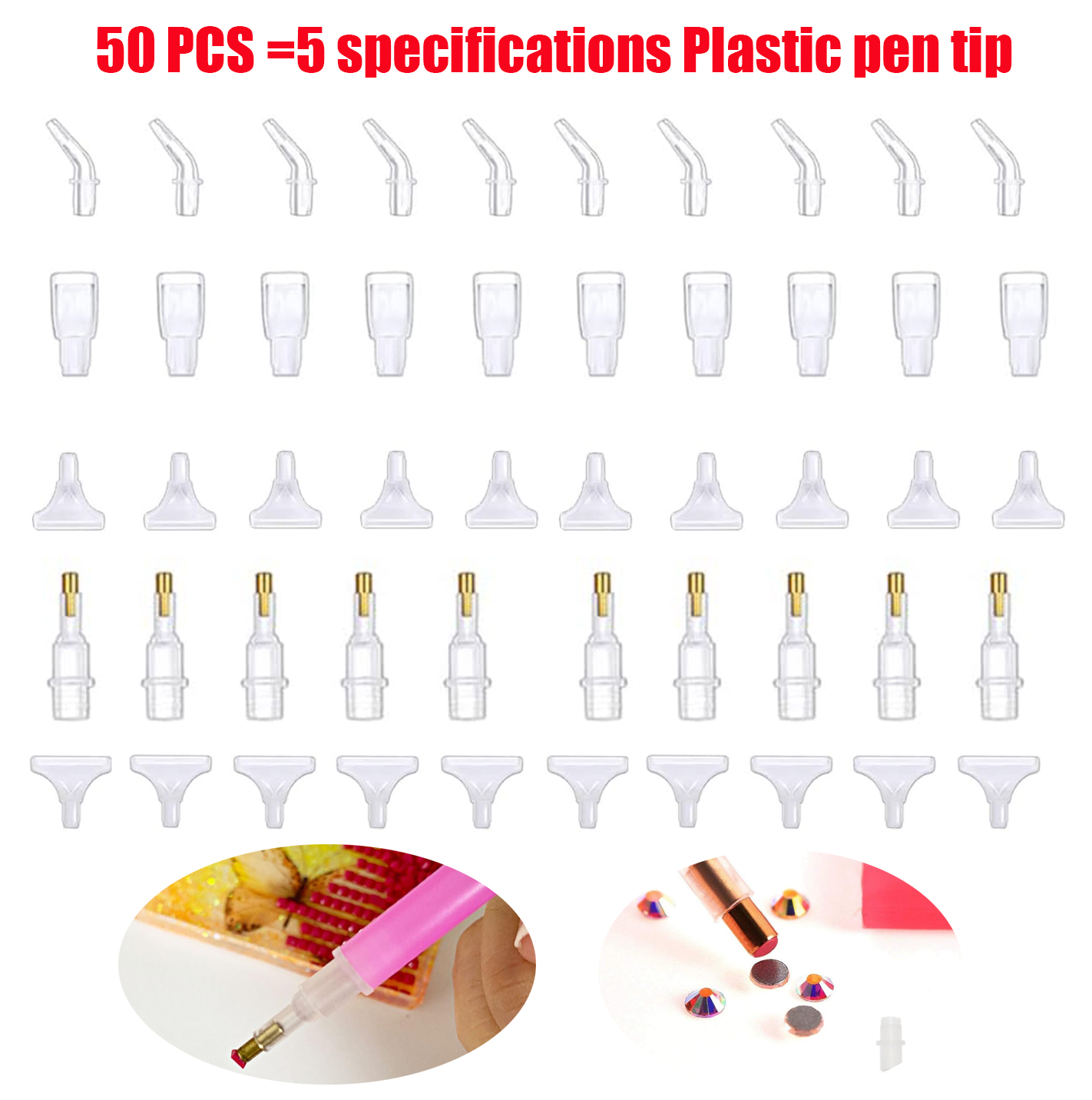 Nail Art Painting - 50 Pezzi Punte per Penna Diamond