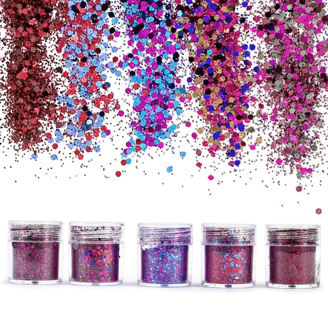 Nail Art Inspo - 4/5 bottiglie di polvere glitterata da