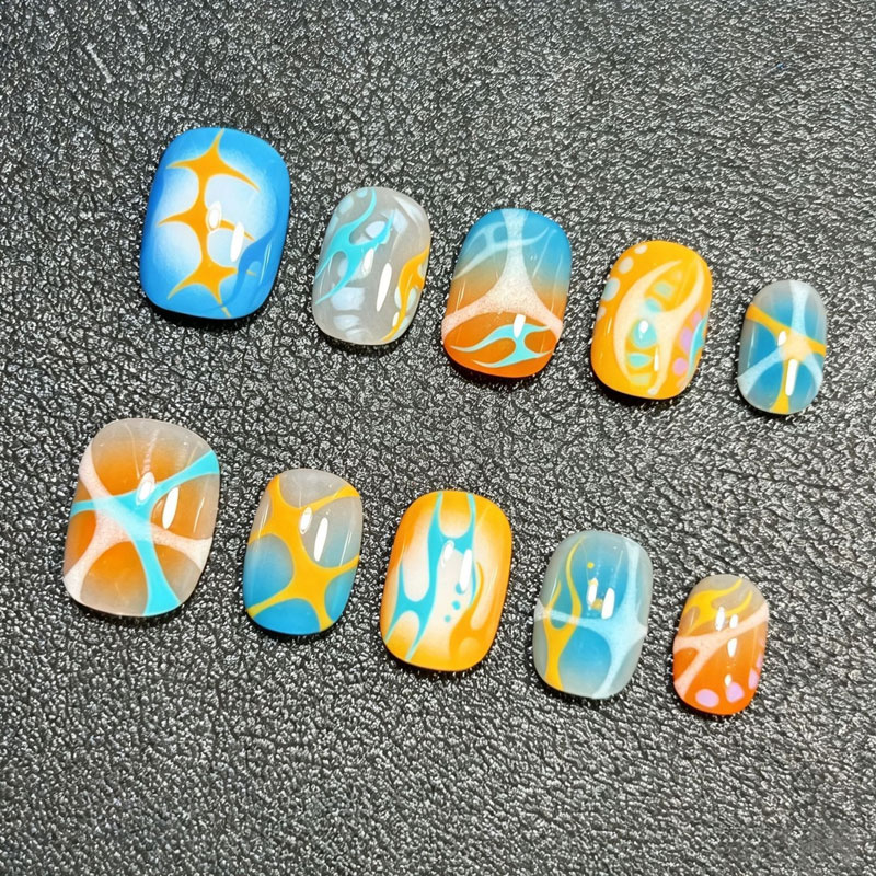 Nail Art Oval - 10 Pezzi di Unghie Finte Personalizzate