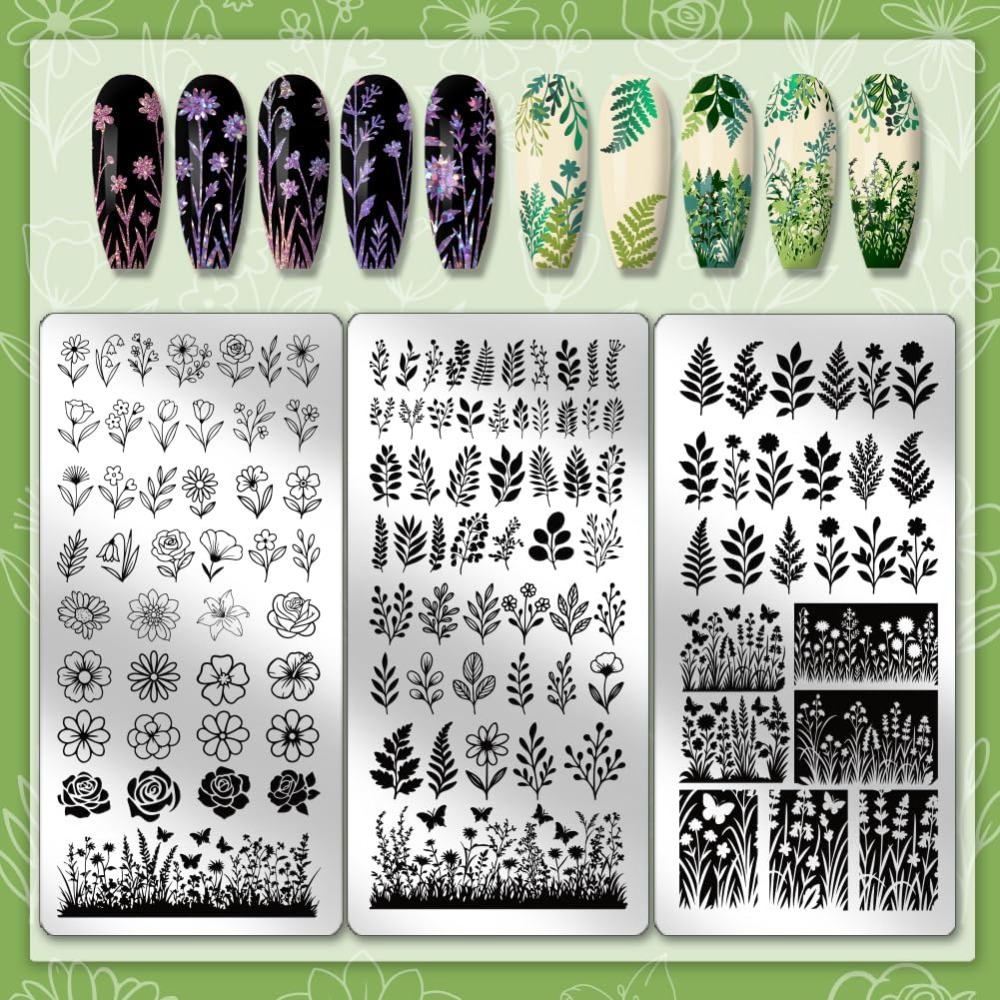 3 pz Fiore Foglia Nail Stampin - Nail Art Inspo recensione e prezzo